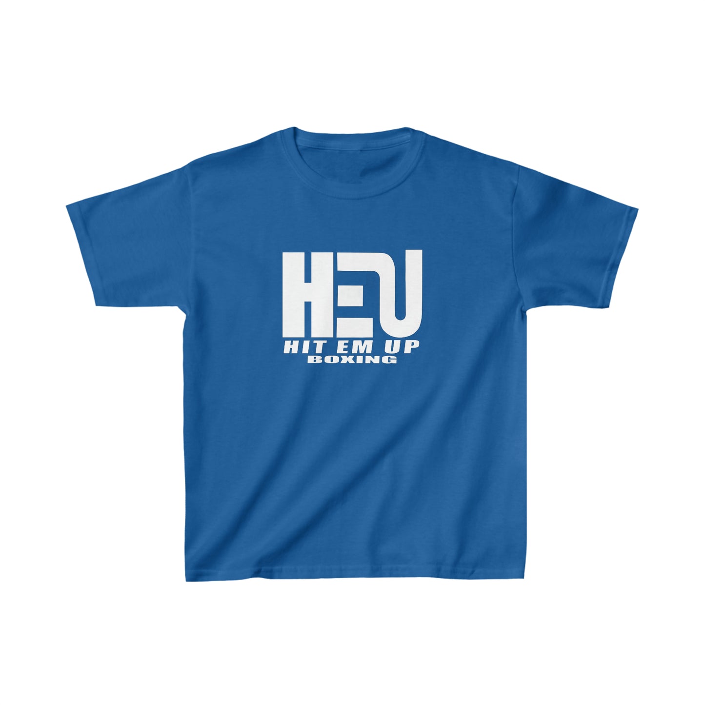 White HEU HIT EM UP Boxing Logo Kids Heavy Cotton Tee