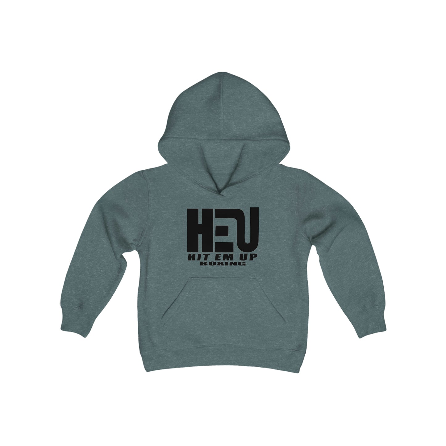 HEU HIT EM UP BOXING Black Youth Heavy Blend Hooded Sweatshirt