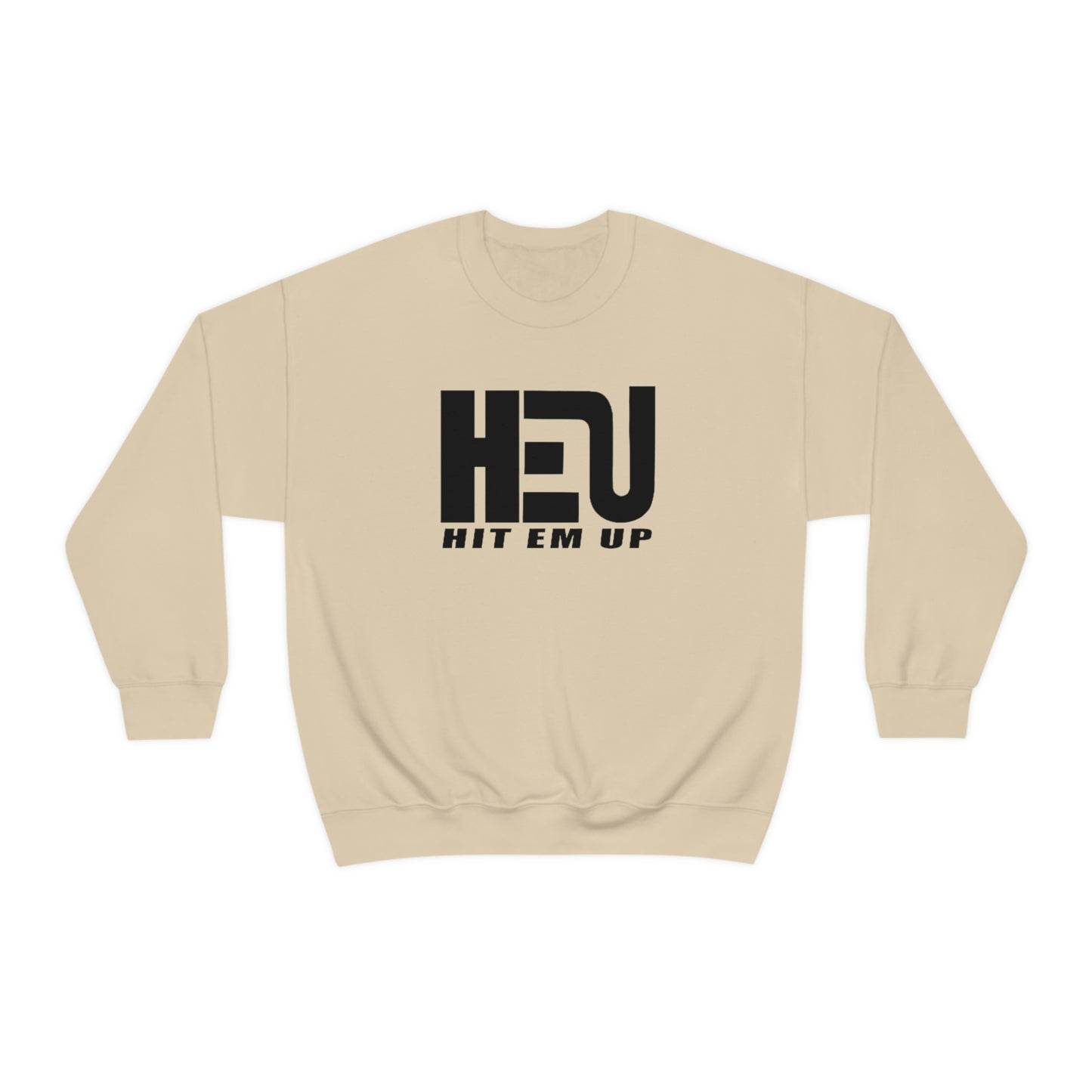 Black HEU HIT EM UP Logo Heavy Blend Crewneck Sweatshirt