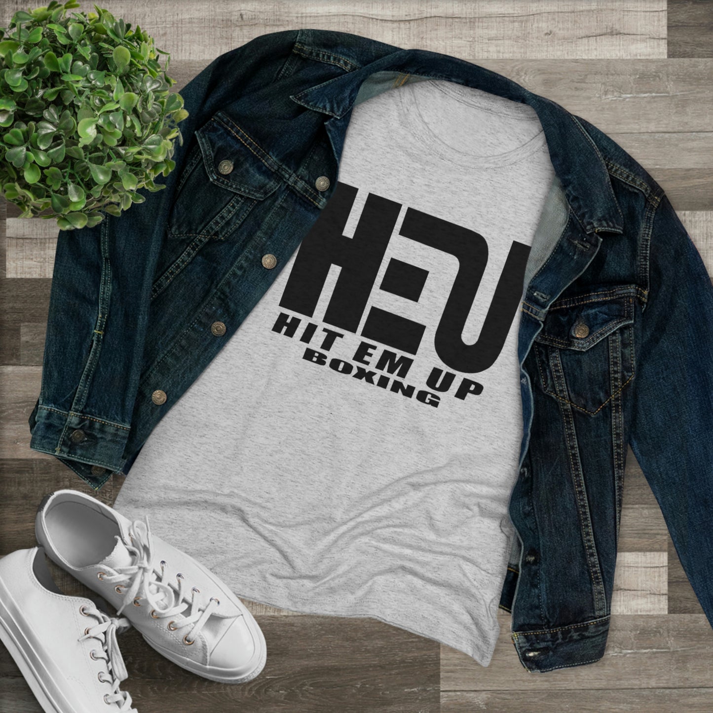 HEU HIT EM UP Boxing Black Logo Women's Triblend Tee