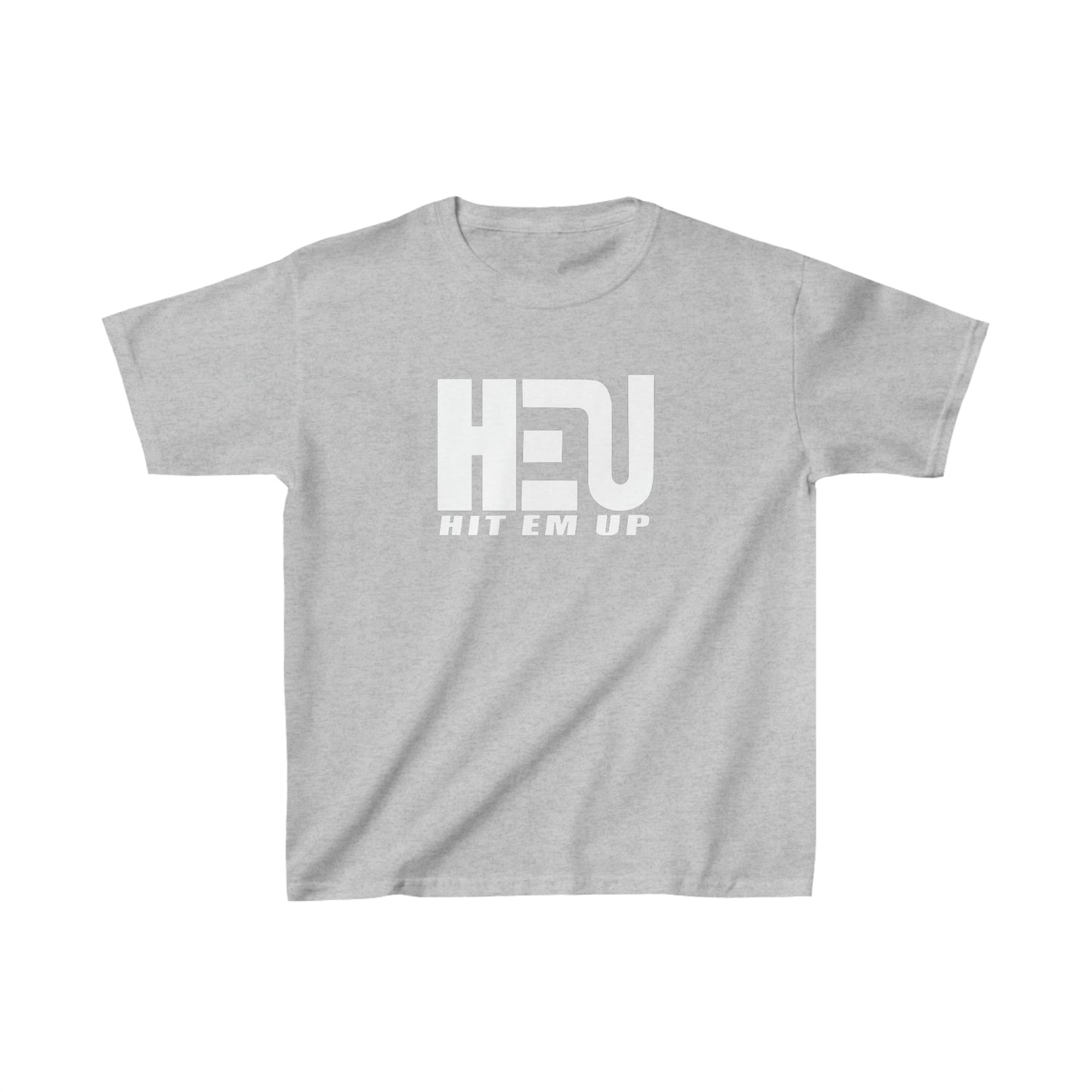 White HEU HIT EM UP Logo Kids Heavy Cotton Tee