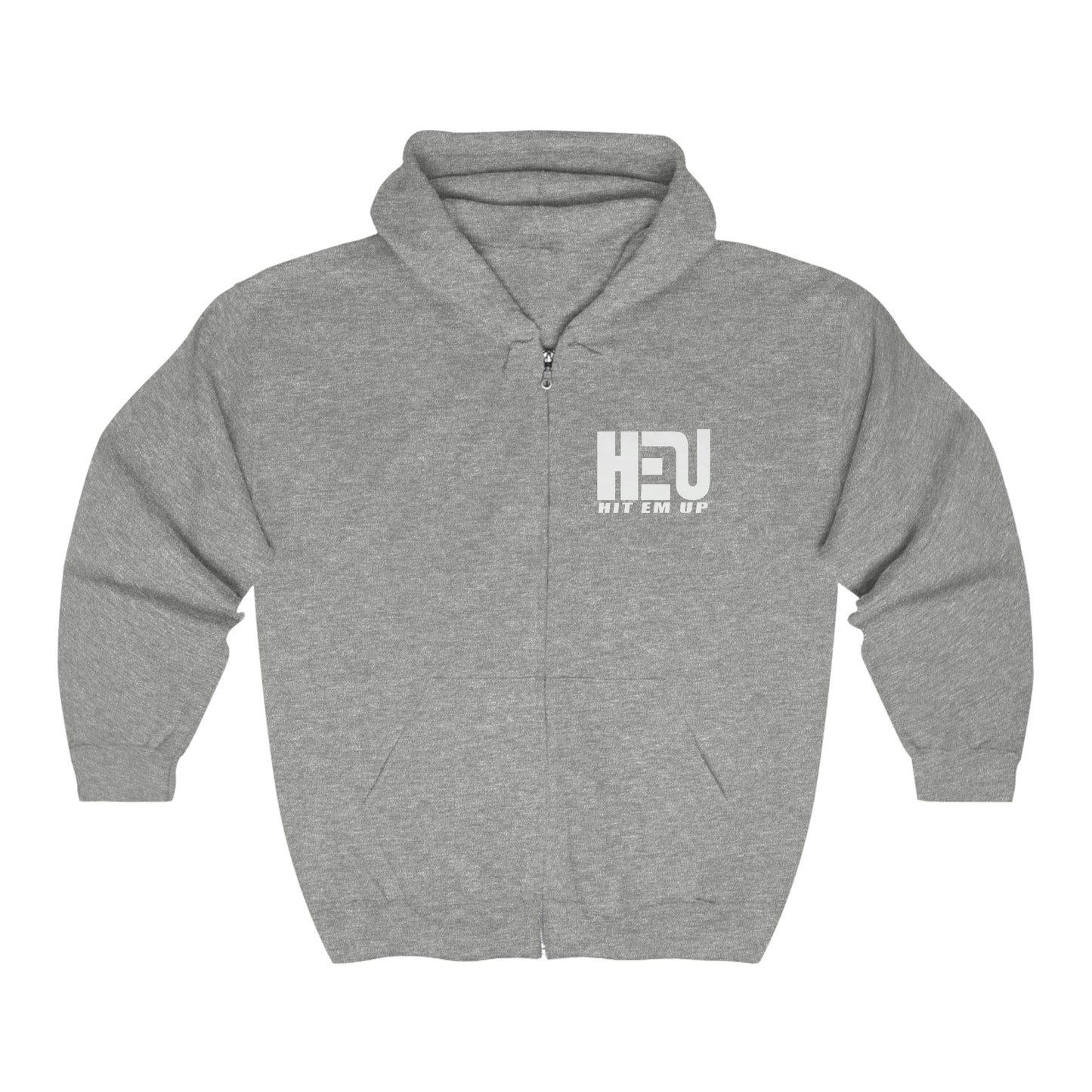 Hit Em Up Dual Logo Unisex Heavy Blend Full Zip Hooded Sweatshirt