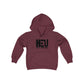 Black HEU HIT EM UP Logo Youth Heavy Blend Hooded Sweatshirt