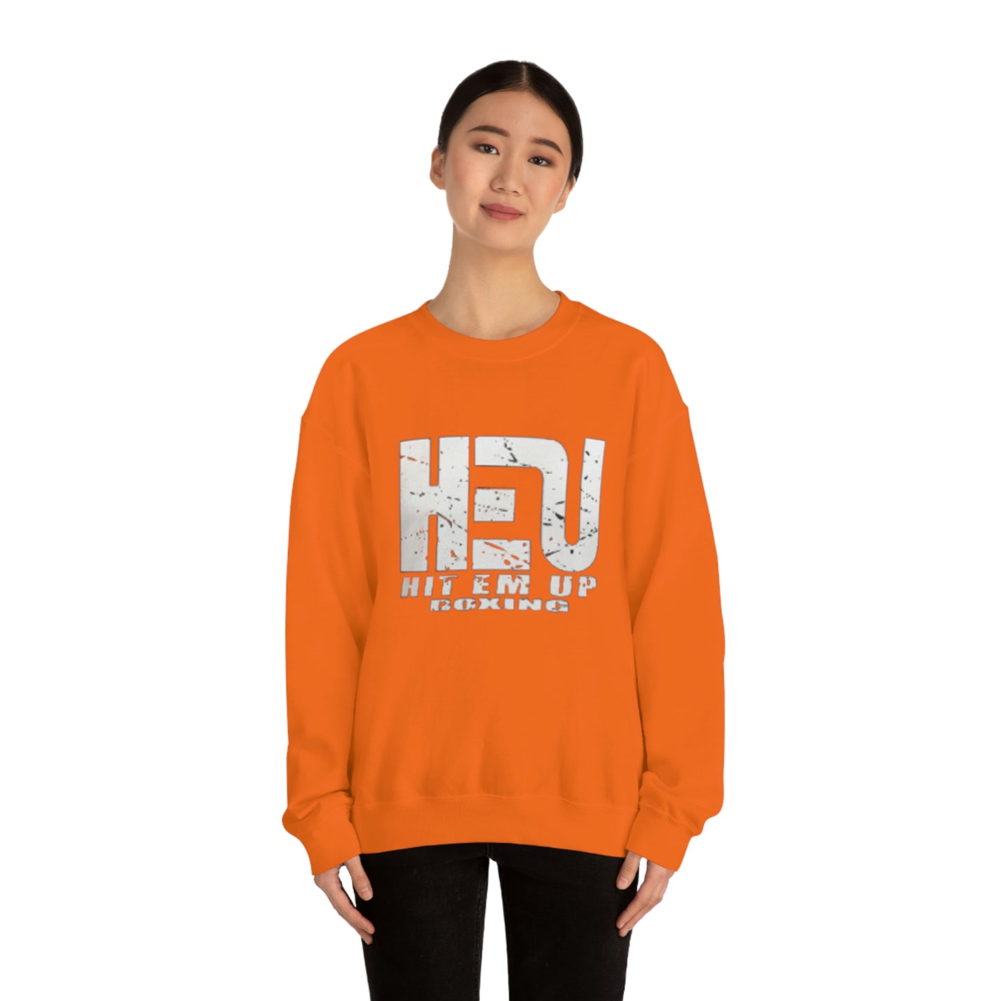 HEU Boxing Distressed Logo Unisex Heavy Blend Crewneck Sweatshirt