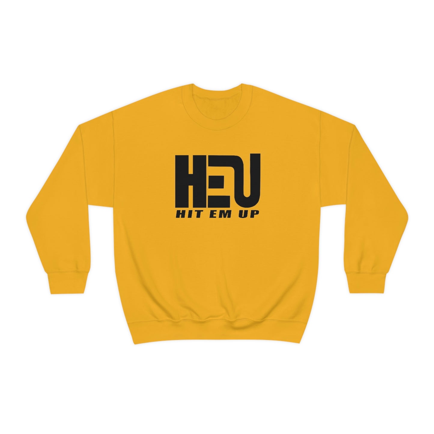 Black HEU HIT EM UP Logo Heavy Blend Crewneck Sweatshirt