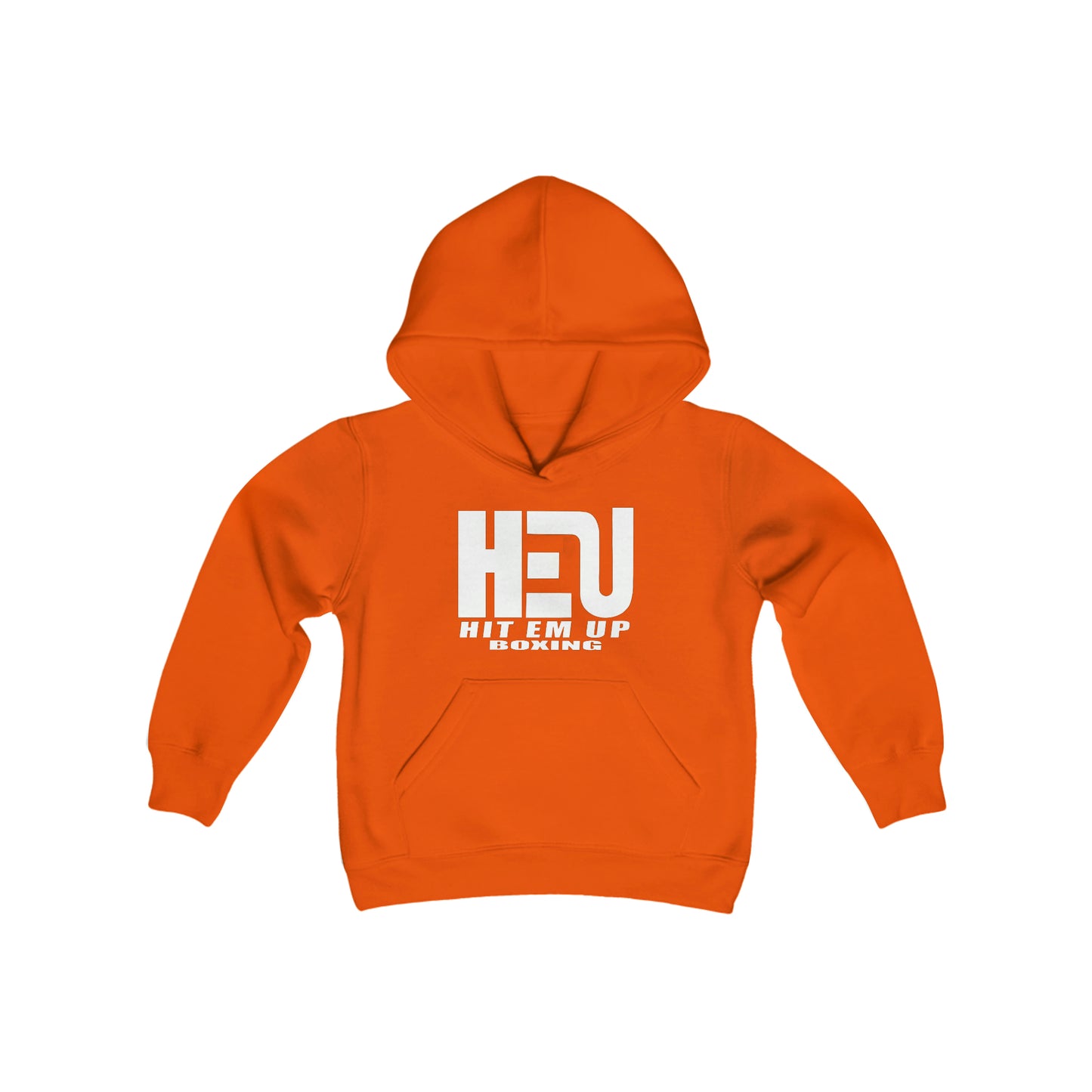 HEU HIT EM UP Boxing White Logo Youth Heavy Blend Hooded Sweatshirt