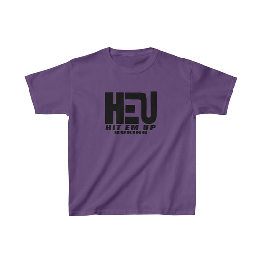 Black HEU HIT EM UP Boxing Logo Kids Heavy Cotton Tee