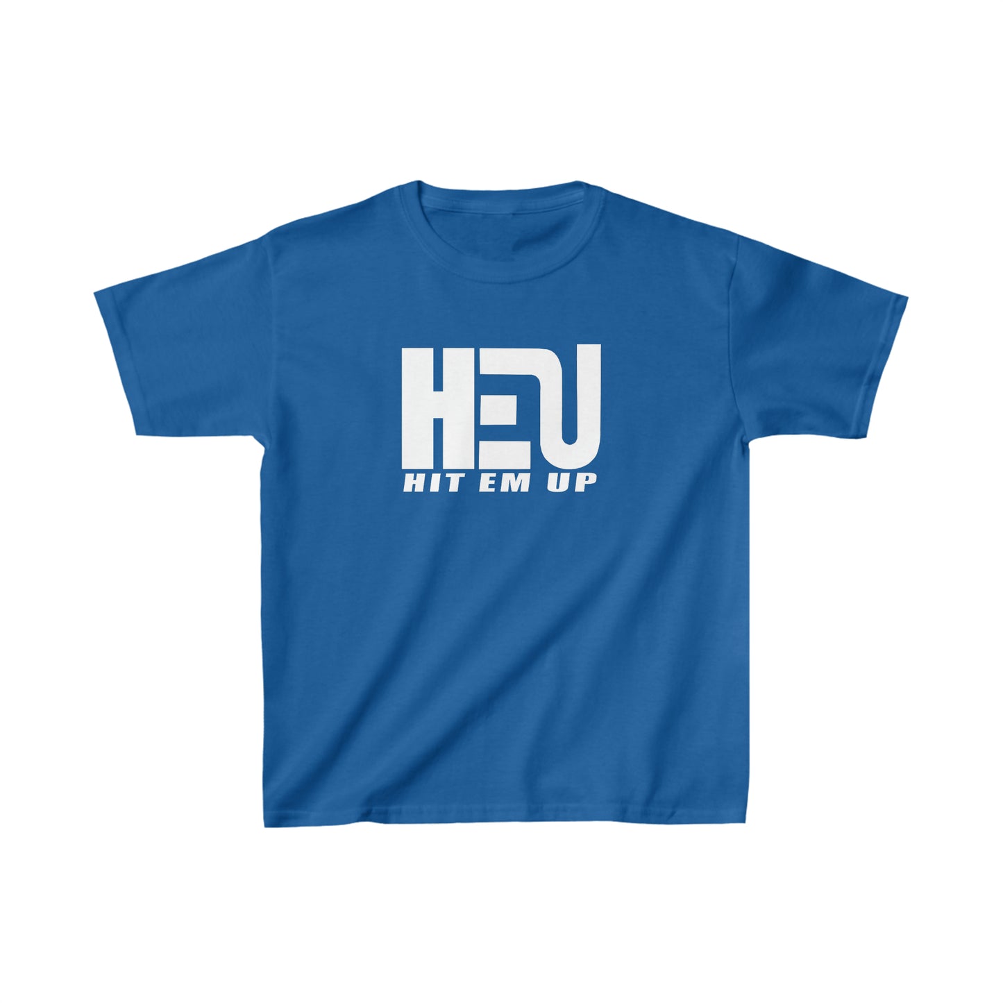 White HEU HIT EM UP Logo Kids Heavy Cotton Tee