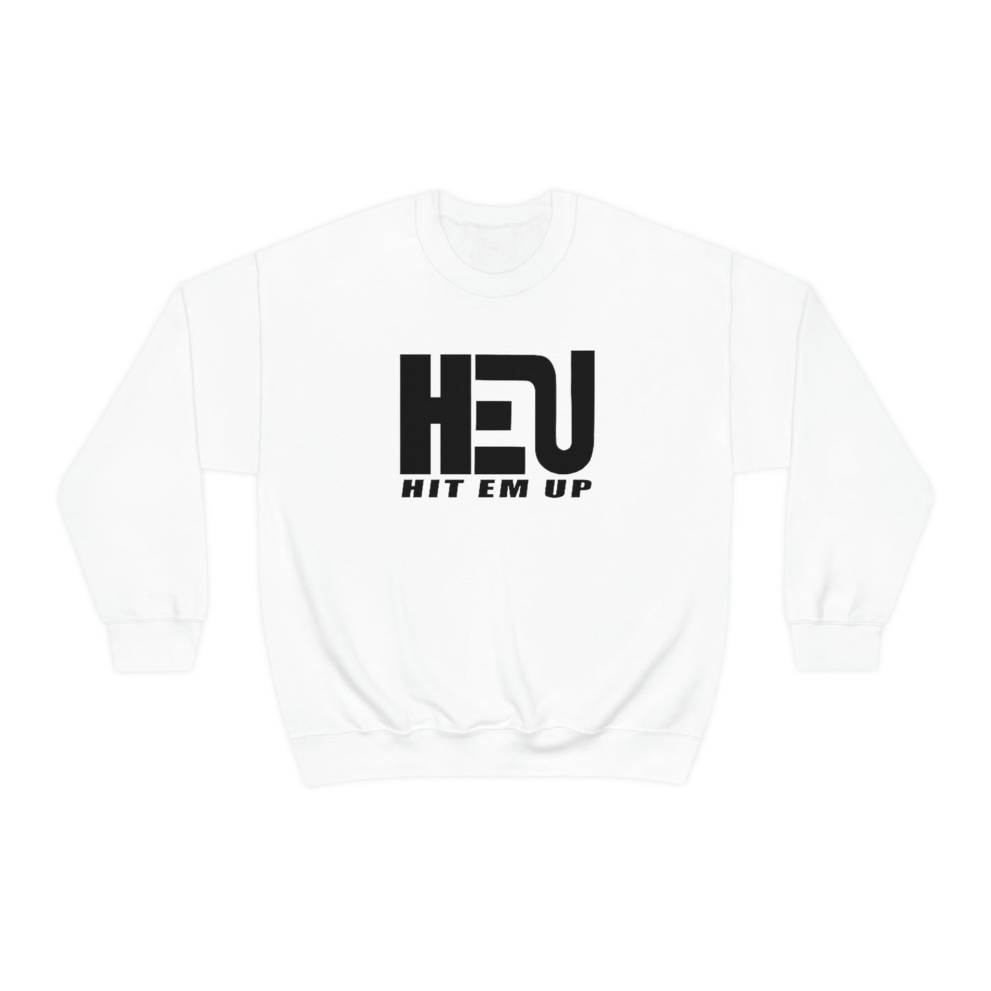 Black HEU HIT EM UP Logo Heavy Blend Crewneck Sweatshirt