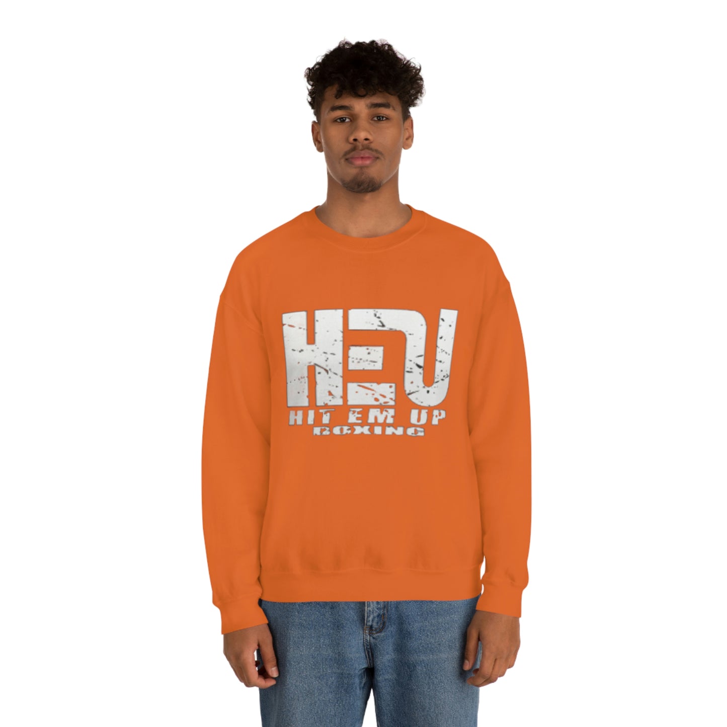 HEU Boxing Distressed Logo Unisex Heavy Blend Crewneck Sweatshirt