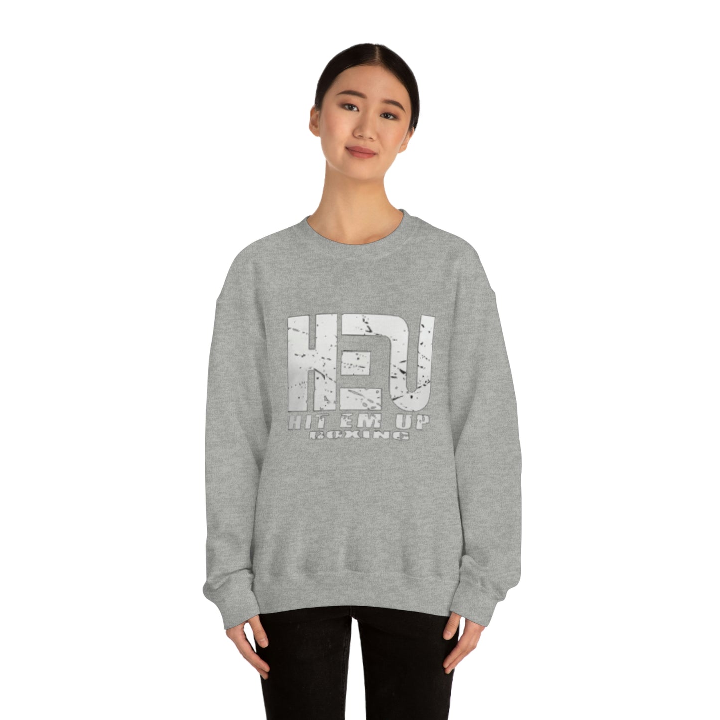 HEU Boxing Distressed Logo Unisex Heavy Blend Crewneck Sweatshirt