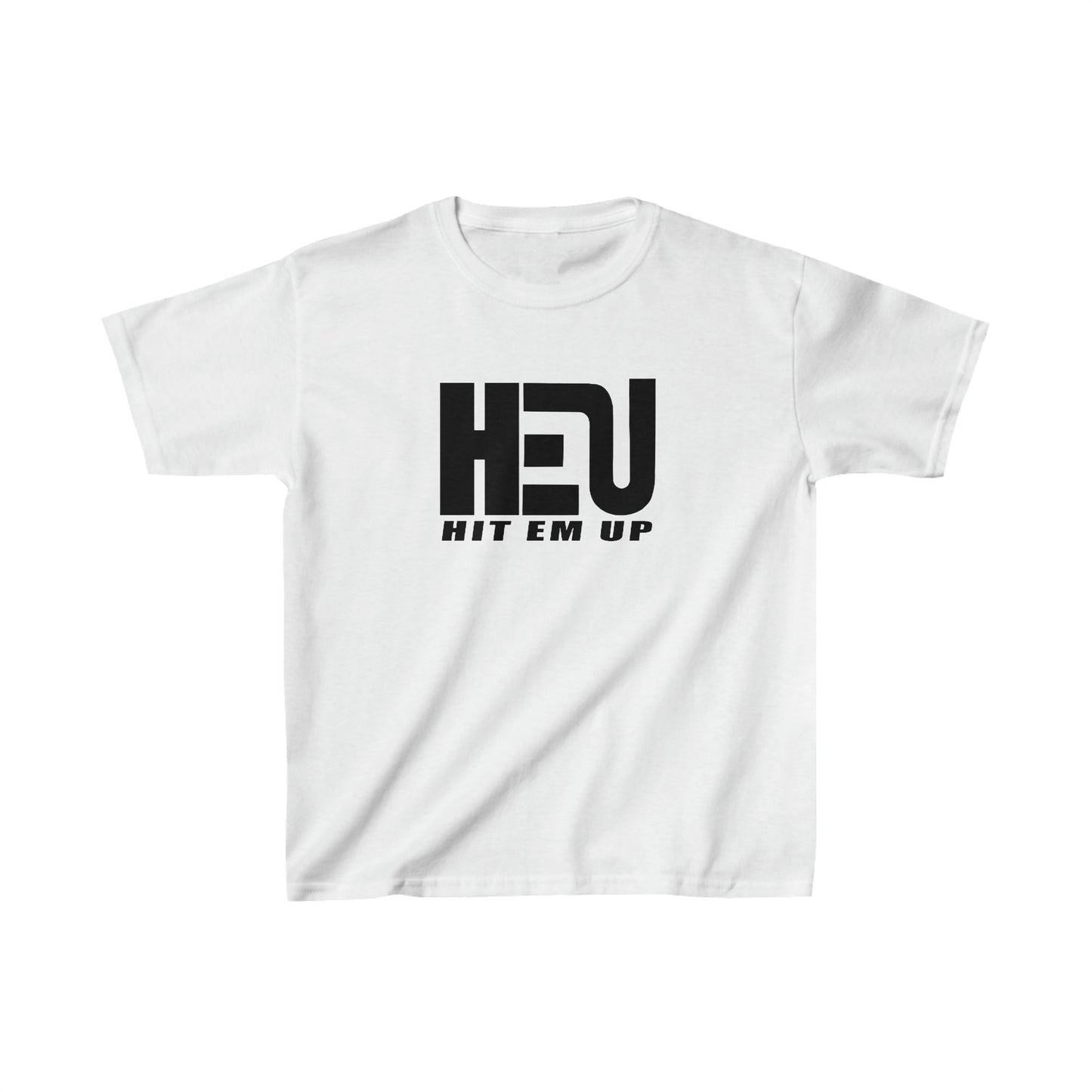 Black HEU HIT EM UP Logo Kids Heavy Cotton Tee