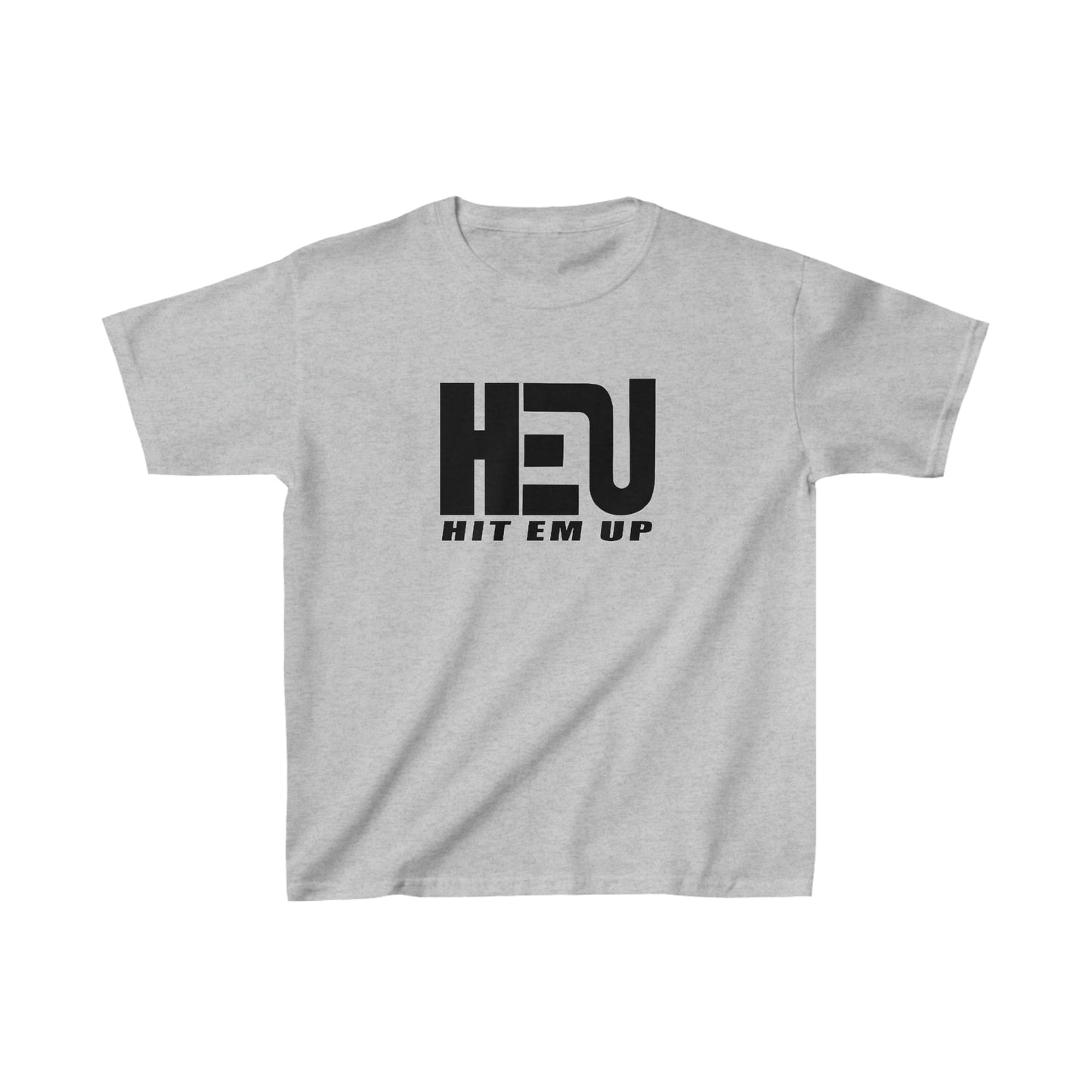 Black HEU HIT EM UP Logo Kids Heavy Cotton Tee