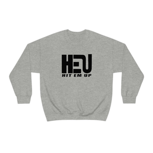 Black HEU HIT EM UP Logo Heavy Blend Crewneck Sweatshirt