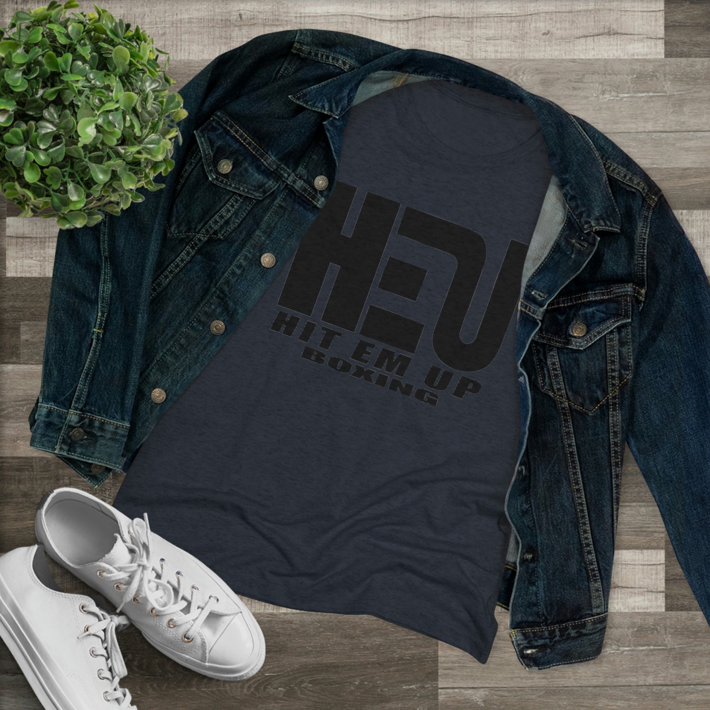 HEU HIT EM UP Boxing Black Logo Women's Triblend Tee