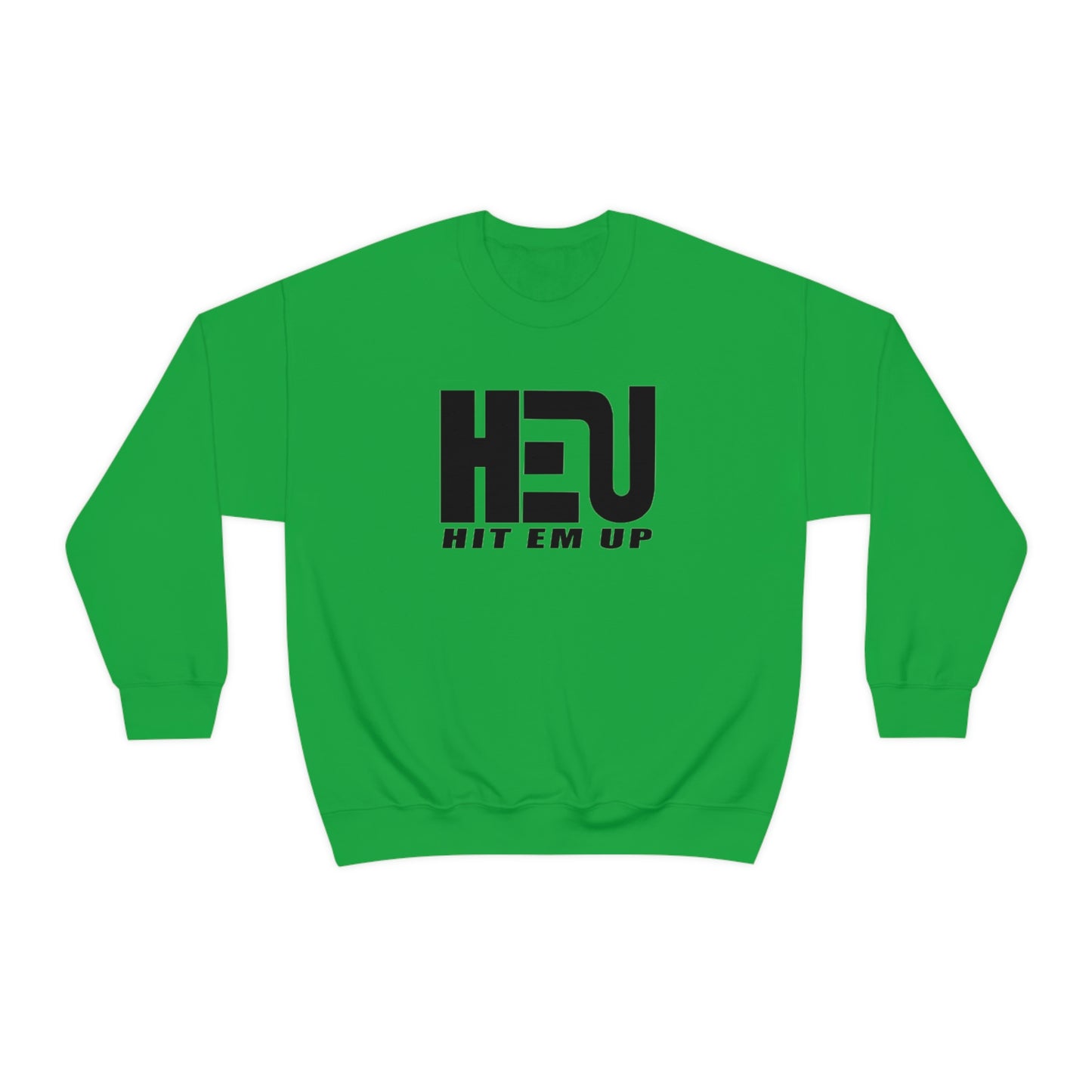 Black HEU HIT EM UP Logo Heavy Blend Crewneck Sweatshirt