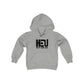 Black HEU HIT EM UP Logo Youth Heavy Blend Hooded Sweatshirt