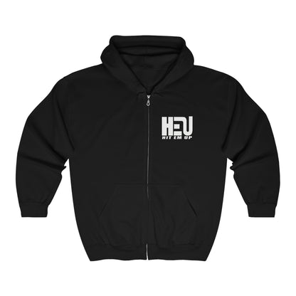 Hit Em Up Dual Logo Unisex Heavy Blend Full Zip Hooded Sweatshirt