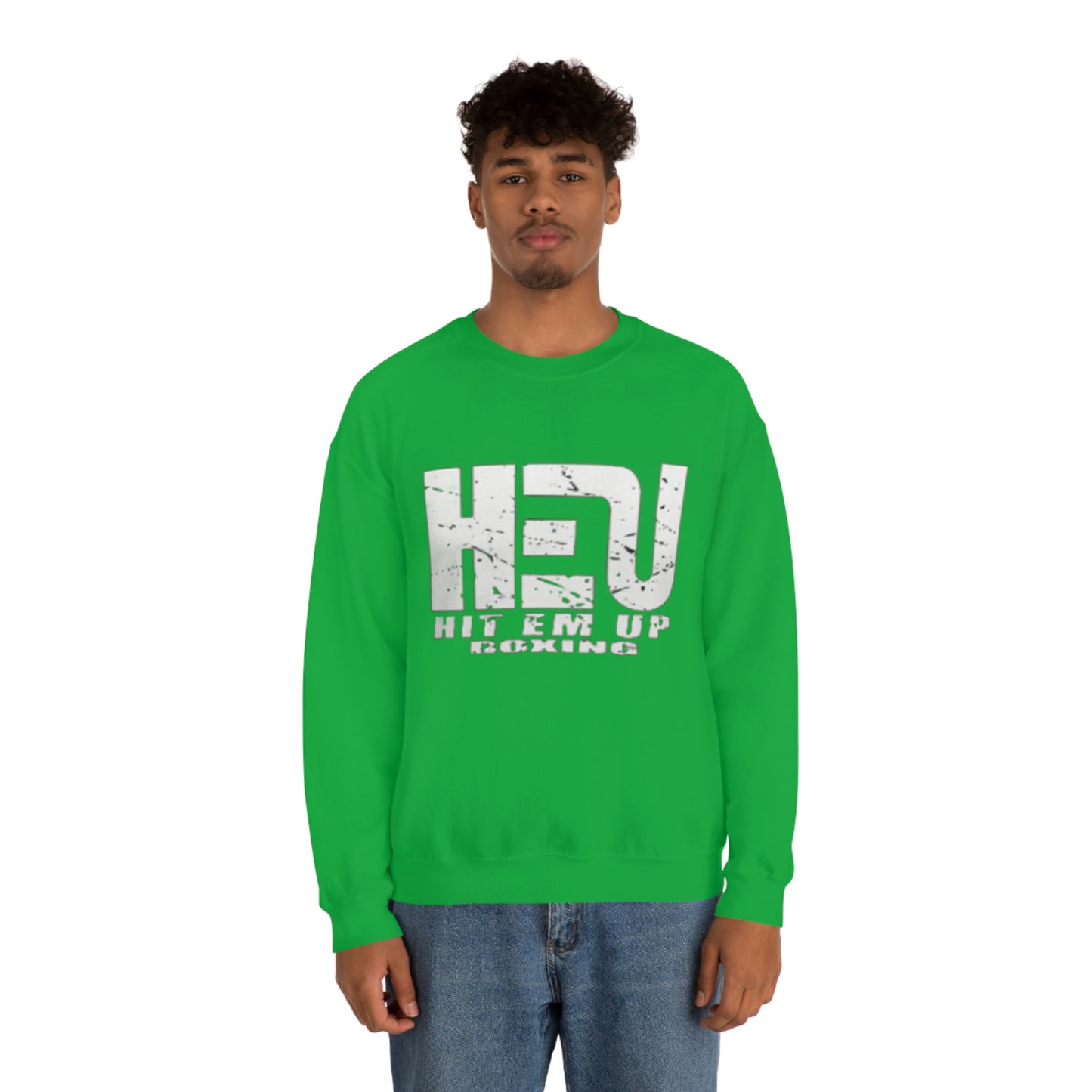 HEU Boxing Distressed Logo Unisex Heavy Blend Crewneck Sweatshirt