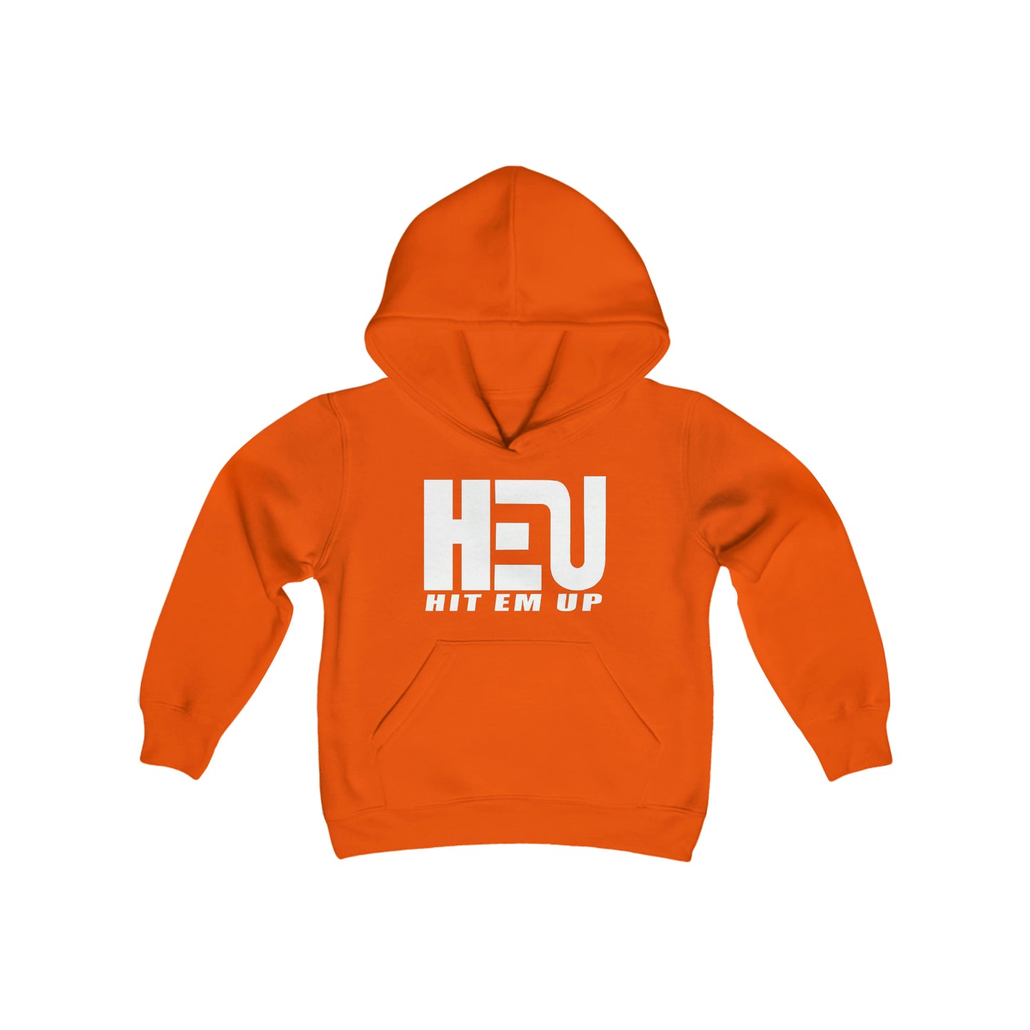 HEU HIT EM UP White Logo Youth Heavy Blend Hooded Sweatshirt