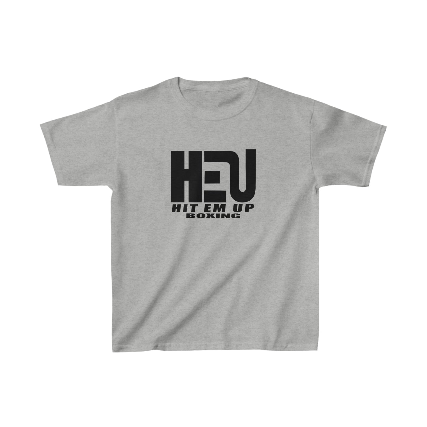 Black HEU HIT EM UP Boxing Logo Kids Heavy Cotton Tee