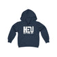 HEU HIT EM UP White Logo Youth Heavy Blend Hooded Sweatshirt
