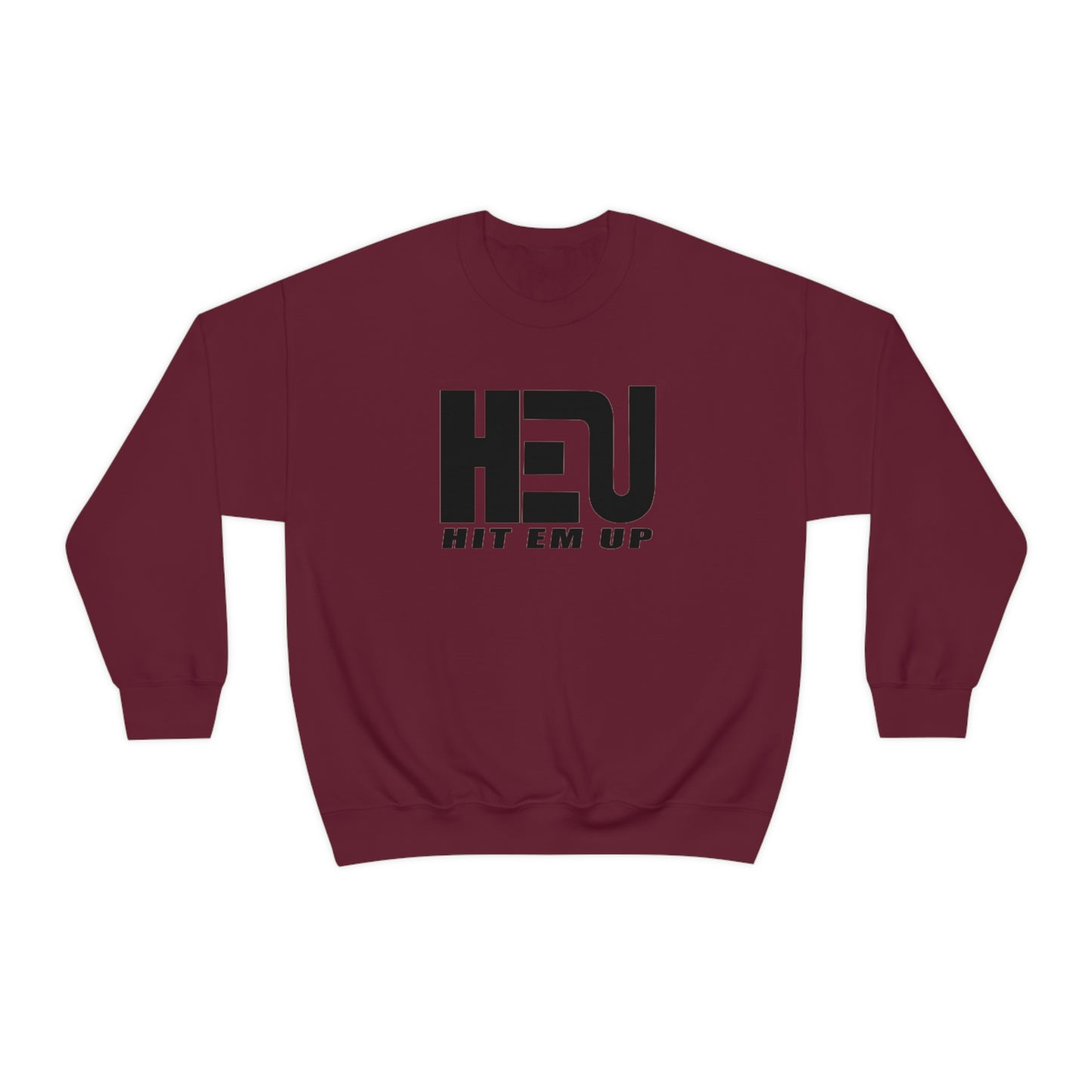 Black HEU HIT EM UP Logo Heavy Blend Crewneck Sweatshirt