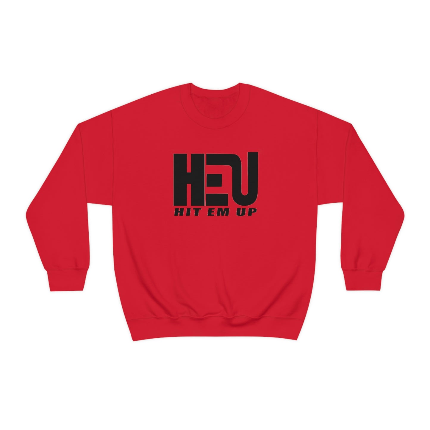 Black HEU HIT EM UP Logo Heavy Blend Crewneck Sweatshirt