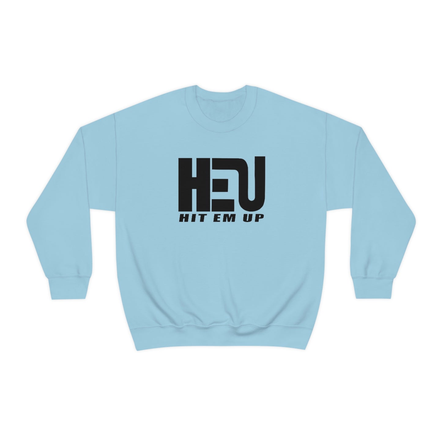 Black HEU HIT EM UP Logo Heavy Blend Crewneck Sweatshirt