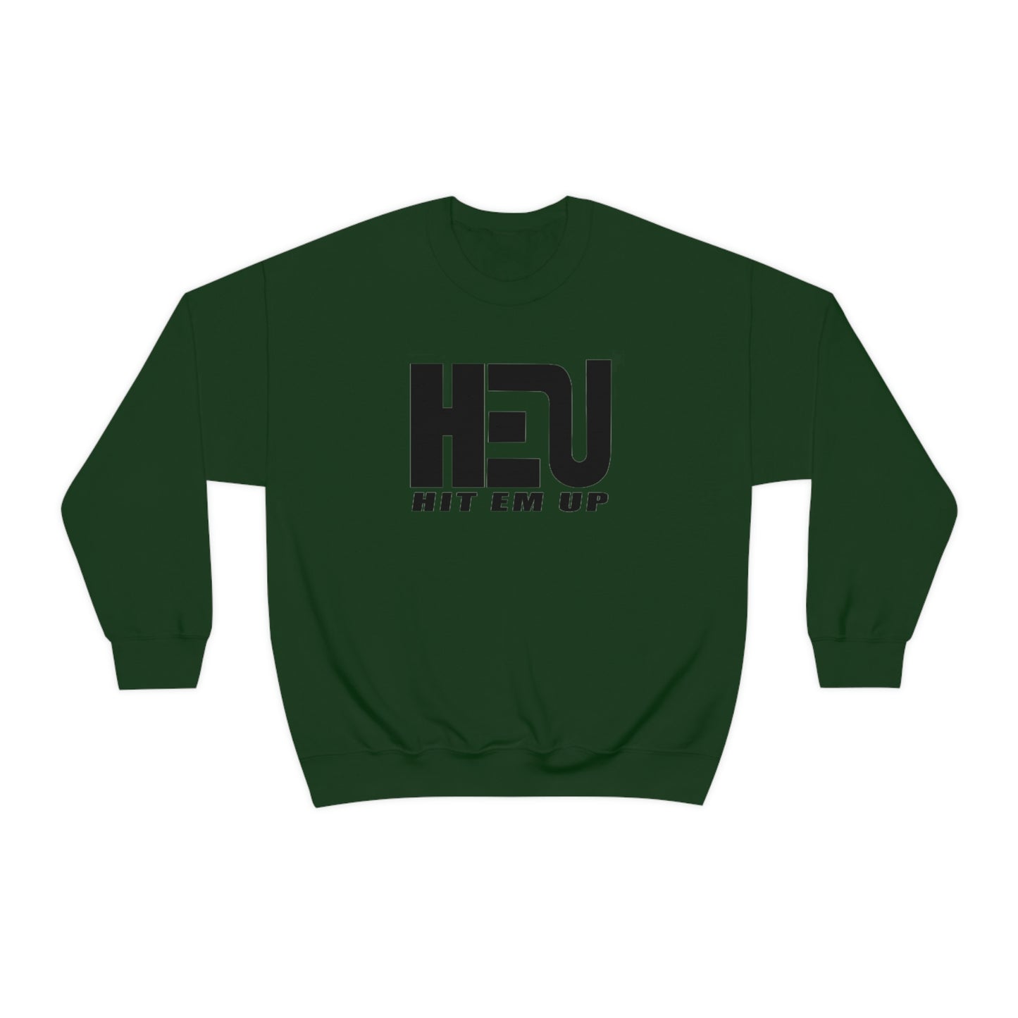 Black HEU HIT EM UP Logo Heavy Blend Crewneck Sweatshirt