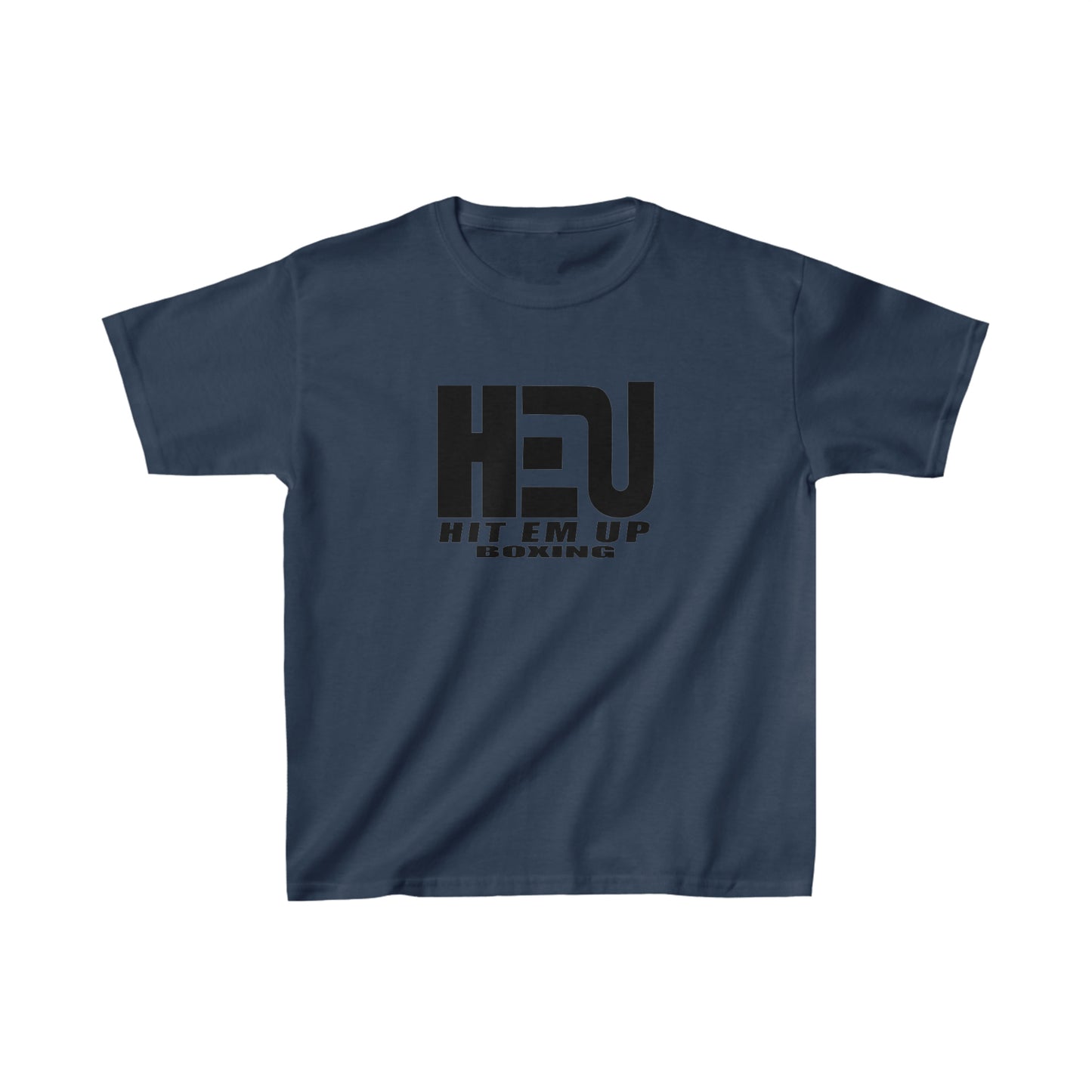 Black HEU HIT EM UP Boxing Logo Kids Heavy Cotton Tee