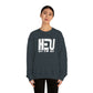 White HEU HIT EM UP Logo Heavy Blend Crewneck Sweatshirt