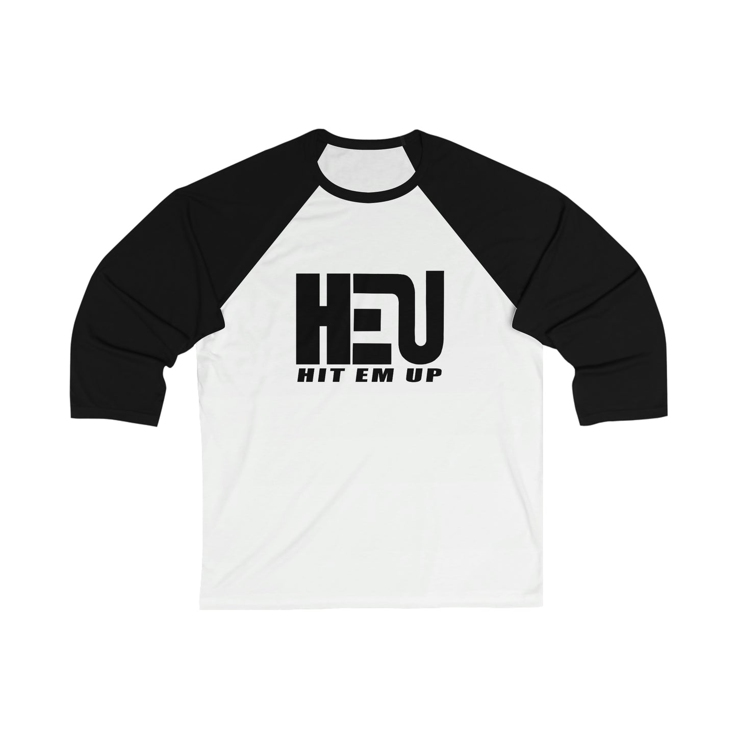 Black HIT EM UP Logo Unisex 3\4 Sleeve Baseball Tee