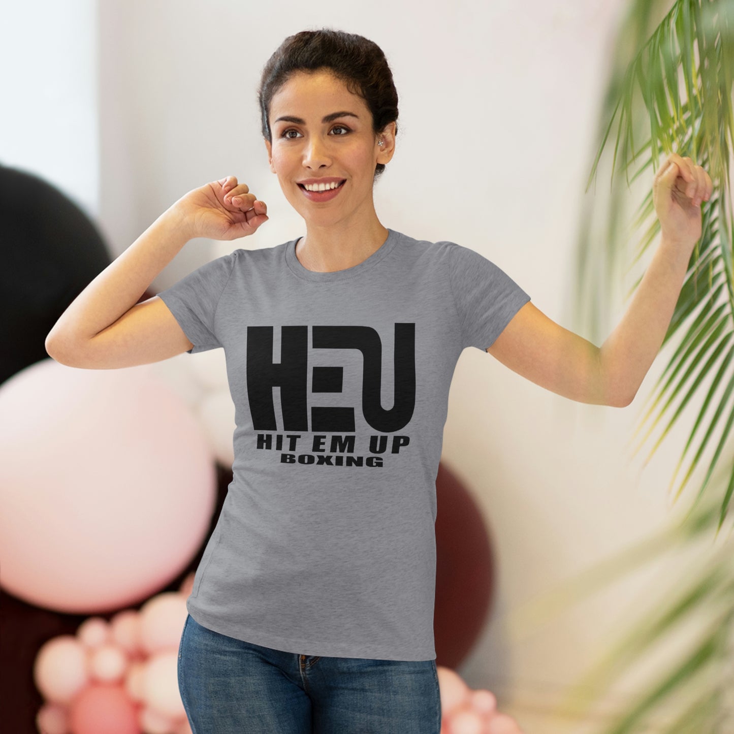 HEU HIT EM UP Boxing Black Logo Women's Triblend Tee