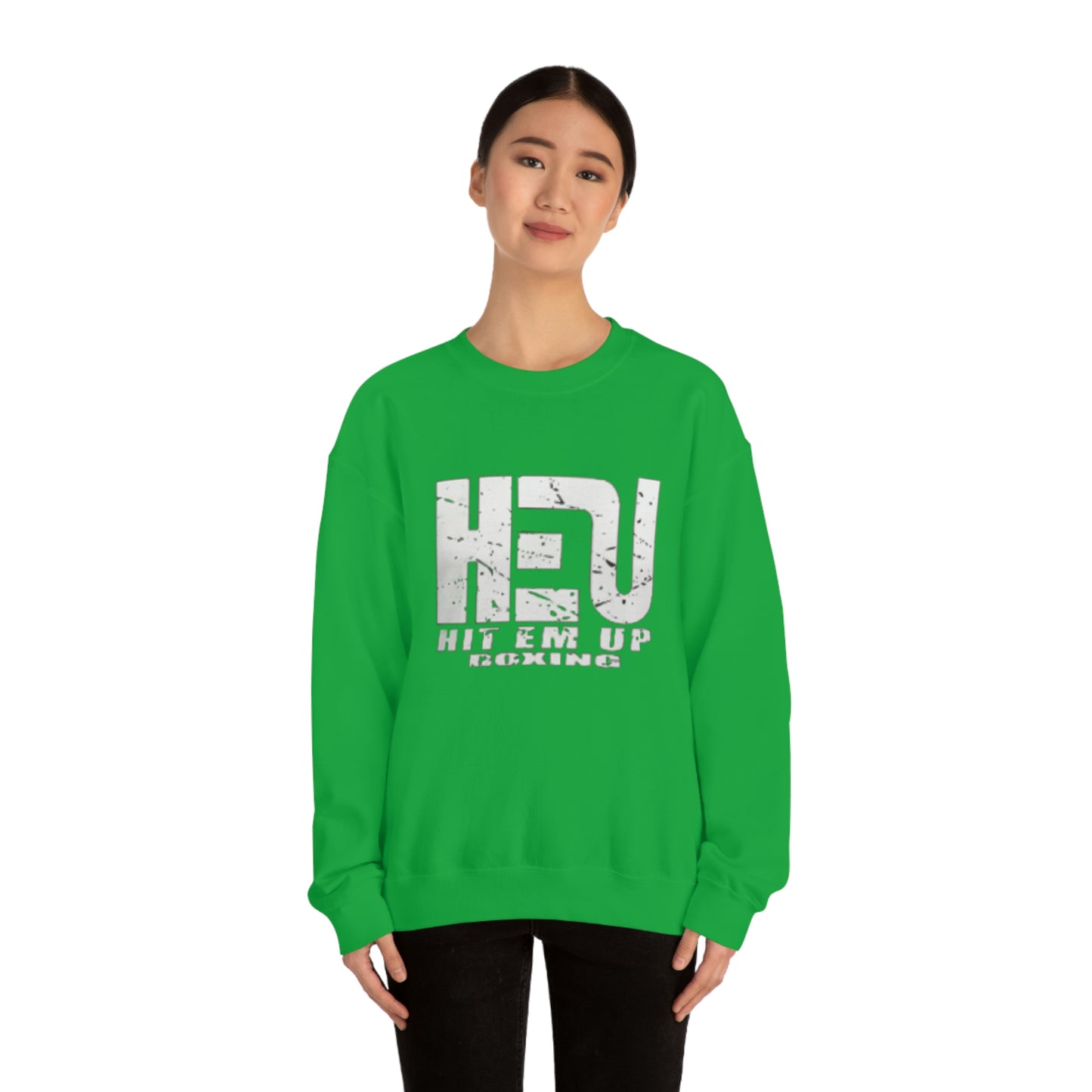 HEU Boxing Distressed Logo Unisex Heavy Blend Crewneck Sweatshirt