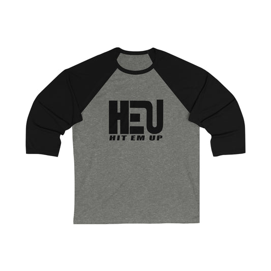 Black HIT EM UP Logo Unisex 3\4 Sleeve Baseball Tee