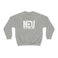 White HEU HIT EM UP Logo Heavy Blend Crewneck Sweatshirt