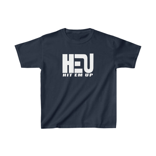 White HEU HIT EM UP Logo Kids Heavy Cotton Tee