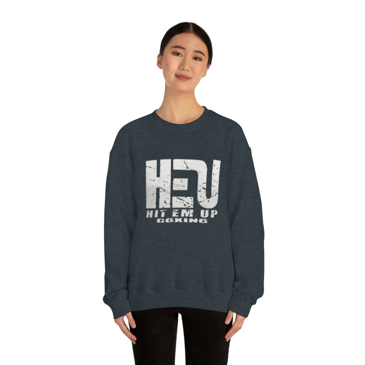 HEU Boxing Distressed Logo Unisex Heavy Blend Crewneck Sweatshirt