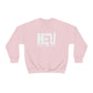 White HEU HIT EM UP Logo Heavy Blend Crewneck Sweatshirt
