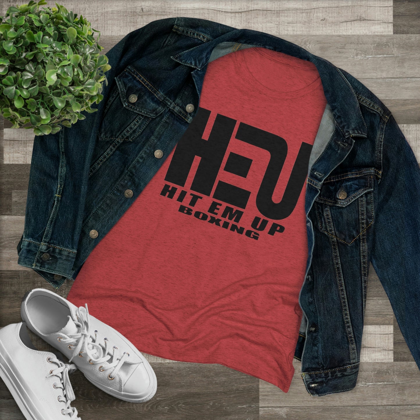 HEU HIT EM UP Boxing Black Logo Women's Triblend Tee